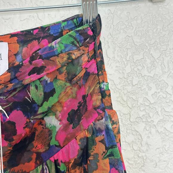 MISA Hayworth 2-Piece Set Bodysuit & Dania Skirt Multicolor Jeweltone Flora Mesh - Picture 10 of 14